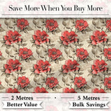 Bold Red and Ivory Camellia Floral Seamless Pattern Cute Unique Gift  Digital Print Material by the Metre UK Sewing Quilting Textile