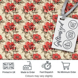 Bold Red and Ivory Camellia Floral Seamless Pattern Cute Unique Gift  Digital Print Material by the Metre UK Sewing Quilting Textile