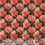 Pastel Pink Peony Floral Light Blue Background Seamless Pattern  Digital Print Material by the Metre UK Sewing Quilting Textile
