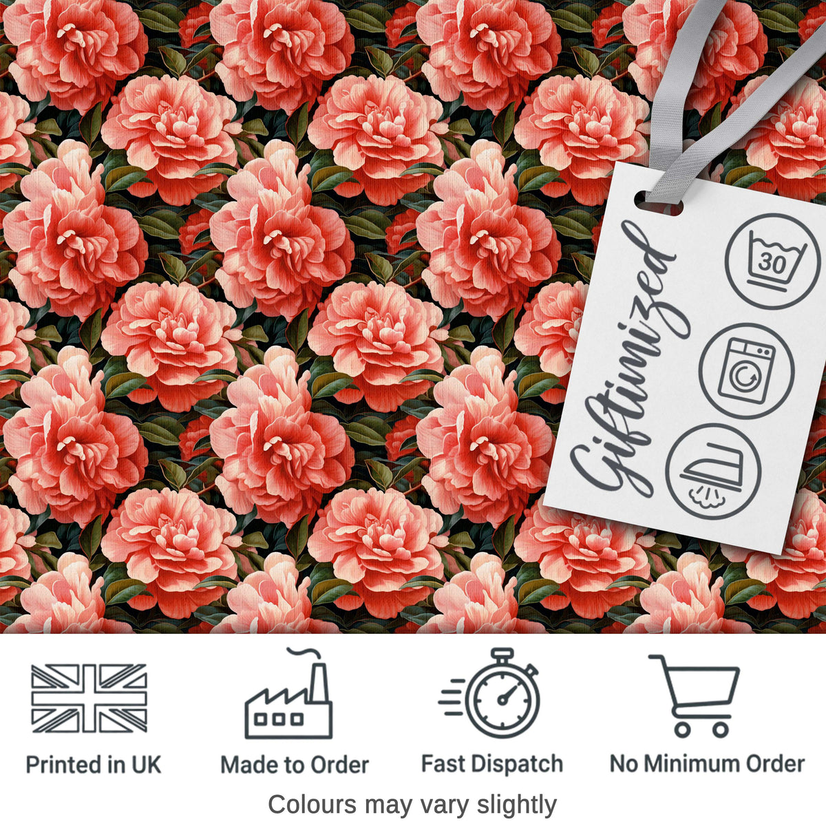 Pastel Pink Peony Floral Light Blue Background Seamless Pattern  Digital Print Material by the Metre UK Sewing Quilting Textile