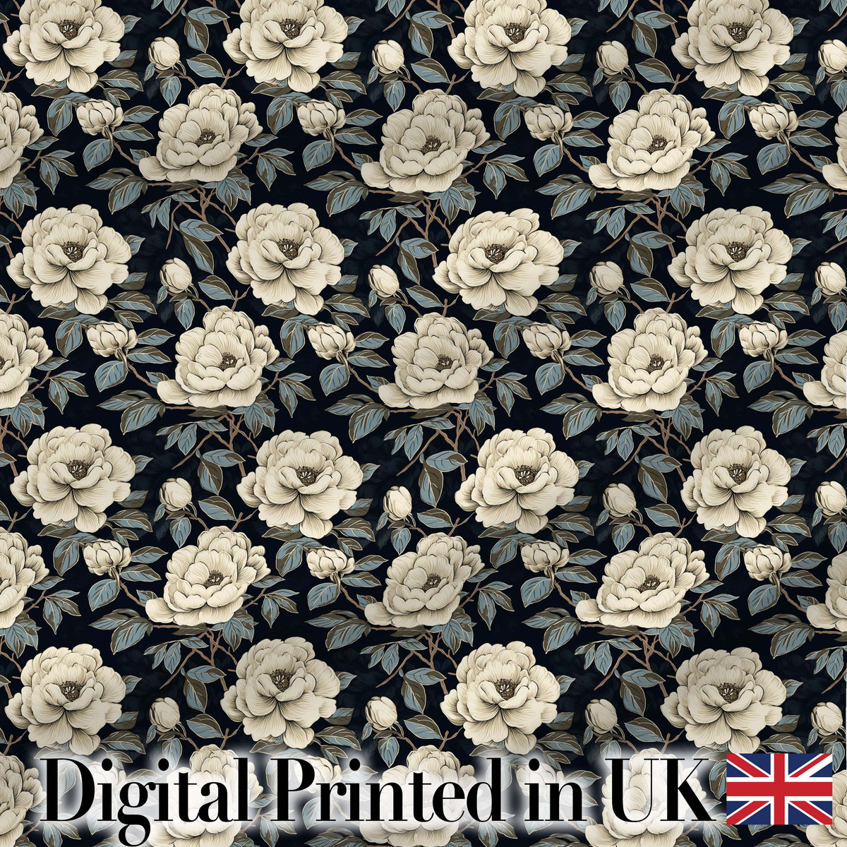 Coral Camellia Branch Botanical Cream Background Seamless Pattern  Digital Print Material by the Metre UK Sewing Quilting Textile