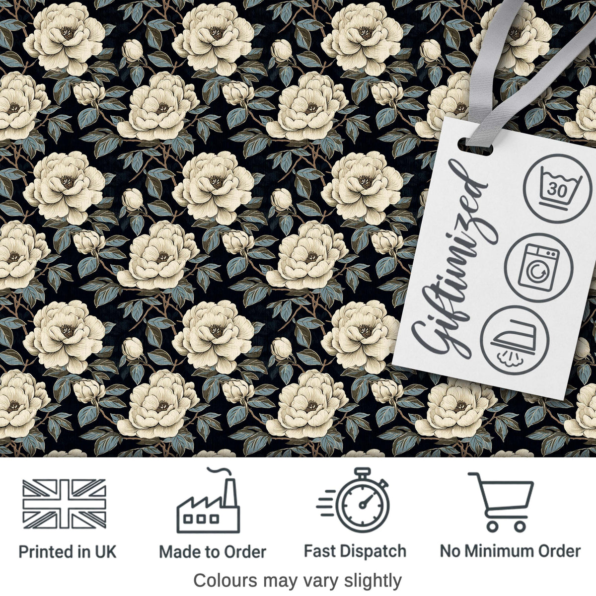 Coral Camellia Branch Botanical Cream Background Seamless Pattern  Digital Print Material by the Metre UK Sewing Quilting Textile