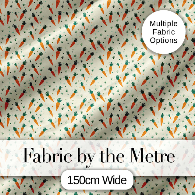 Vintage Carrot Farm Botanical Cream Background Seamless Pattern  Digital Print Material by the Metre UK Sewing Quilting Textile