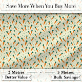 Vintage Carrot Farm Botanical Cream Background Seamless Pattern  Digital Print Material by the Metre UK Sewing Quilting Textile