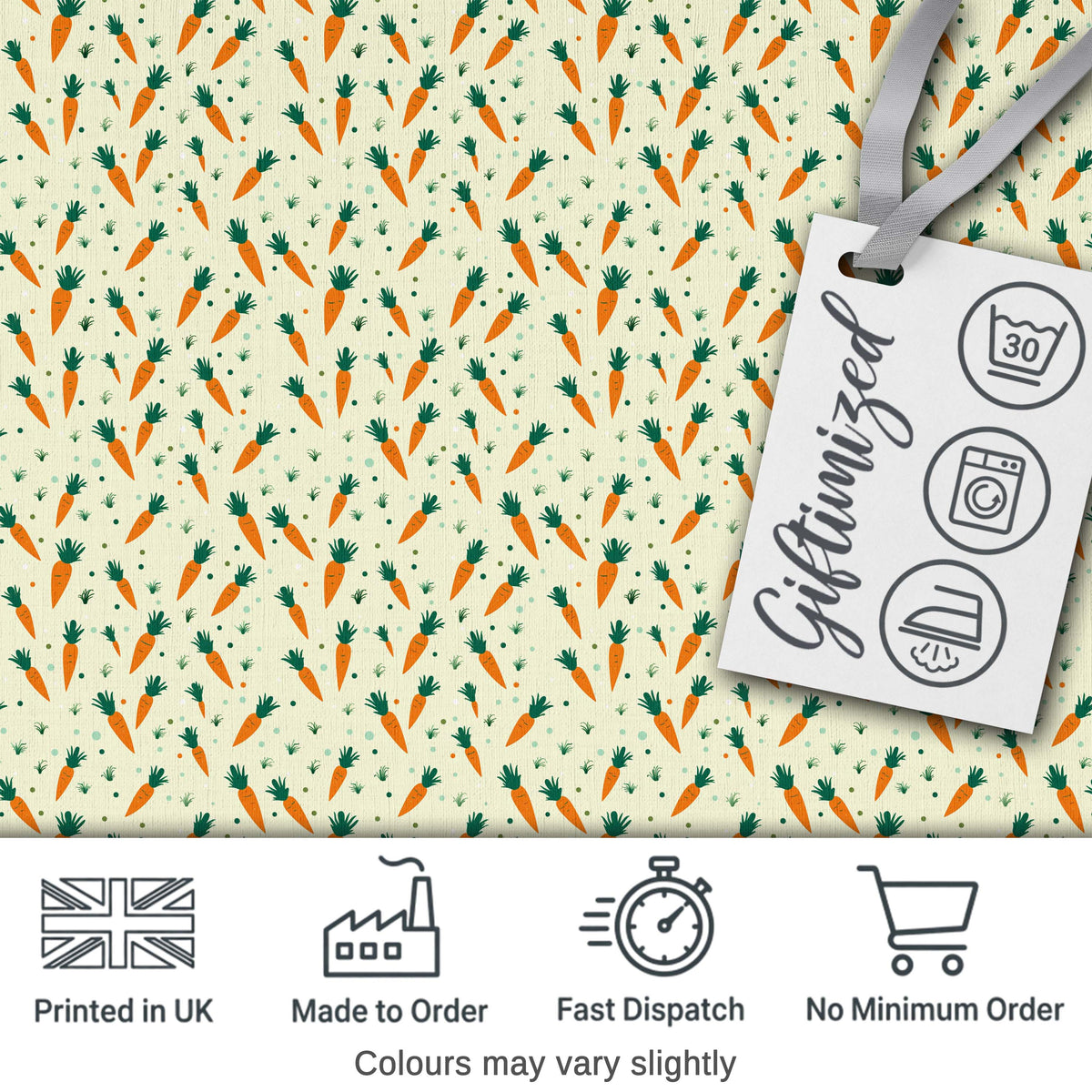 Vintage Carrot Farm Botanical Cream Background Seamless Pattern  Digital Print Material by the Metre UK Sewing Quilting Textile