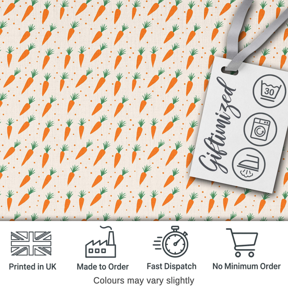 Vintage Botanical Carrot Illustration Garden Seamless Pattern Light  Digital Print Material by the Metre UK Sewing Quilting Textile
