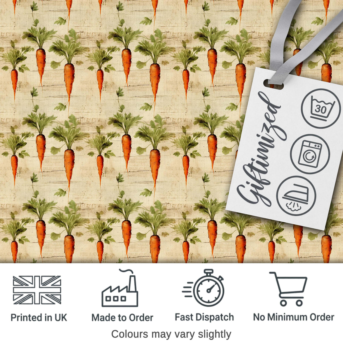 Farmhouse Style Hand Drawn Carrot Repeat Distressed Texture Design  Digital Print Material by the Metre UK Sewing Quilting Textile