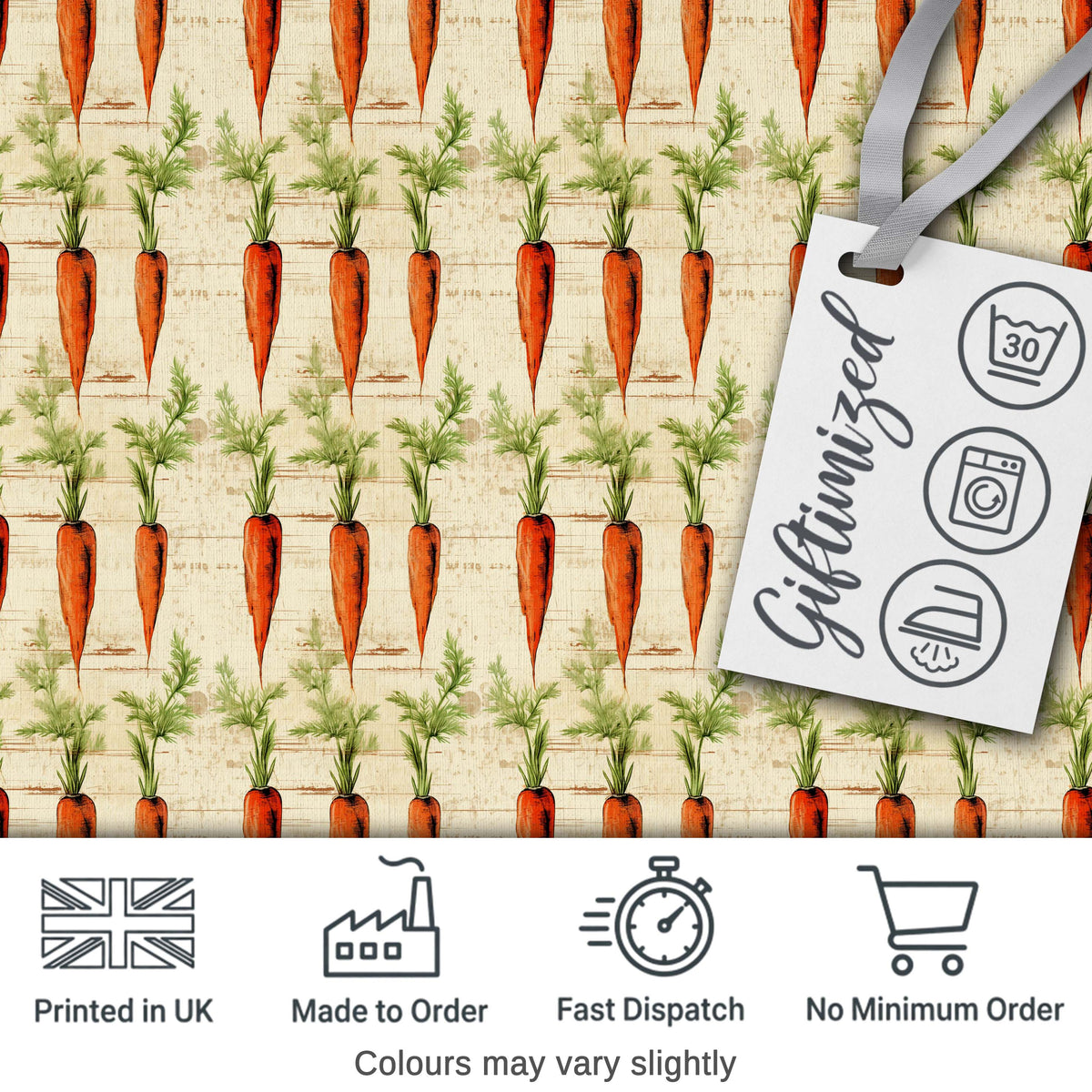 Light Minimal Carrot and Leaf Botanical Seamless Soft Neutral Lovely  Digital Print Material by the Metre UK Sewing Quilting Textile