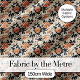 Orange Blue Peony Floral Vintage Botanical Seamless Pattern Lovely  Digital Print Material by the Metre UK Sewing Quilting Textile