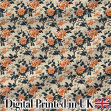 Orange Blue Peony Floral Vintage Botanical Seamless Pattern Lovely  Digital Print Material by the Metre UK Sewing Quilting Textile