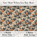 Orange Blue Peony Floral Vintage Botanical Seamless Pattern Lovely  Digital Print Material by the Metre UK Sewing Quilting Textile