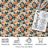 Orange Blue Peony Floral Vintage Botanical Seamless Pattern Lovely  Digital Print Material by the Metre UK Sewing Quilting Textile