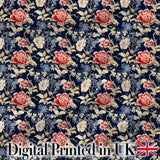 Classic Blue White Toile Floral Seamless Pattern Cute Unique Gift  Digital Print Material by the Metre UK Sewing Quilting Textile