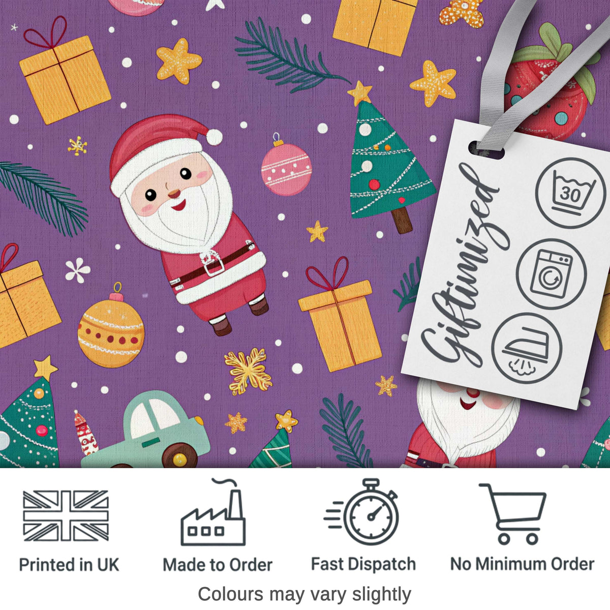 Blue Background Cute Santa Christmas Seamless Pattern Lovely  Digital Print Material by the Metre UK Sewing Quilting Textile