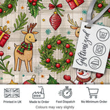 Red Festive Christmas Tree Reindeer Snowman Seamless Pattern Lovely  Digital Print Material by the Metre UK Sewing Quilting Textile