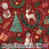 Christmas Candy Cane Baubles Stars Green Festive Seamless Pattern  Digital Print Material by the Metre UK Sewing Quilting Textile