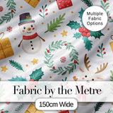 Cute Santa Gifts Christmas Tree Blue Festive Seamless Pattern Lovely  Digital Print Material by the Metre UK Sewing Quilting Textile