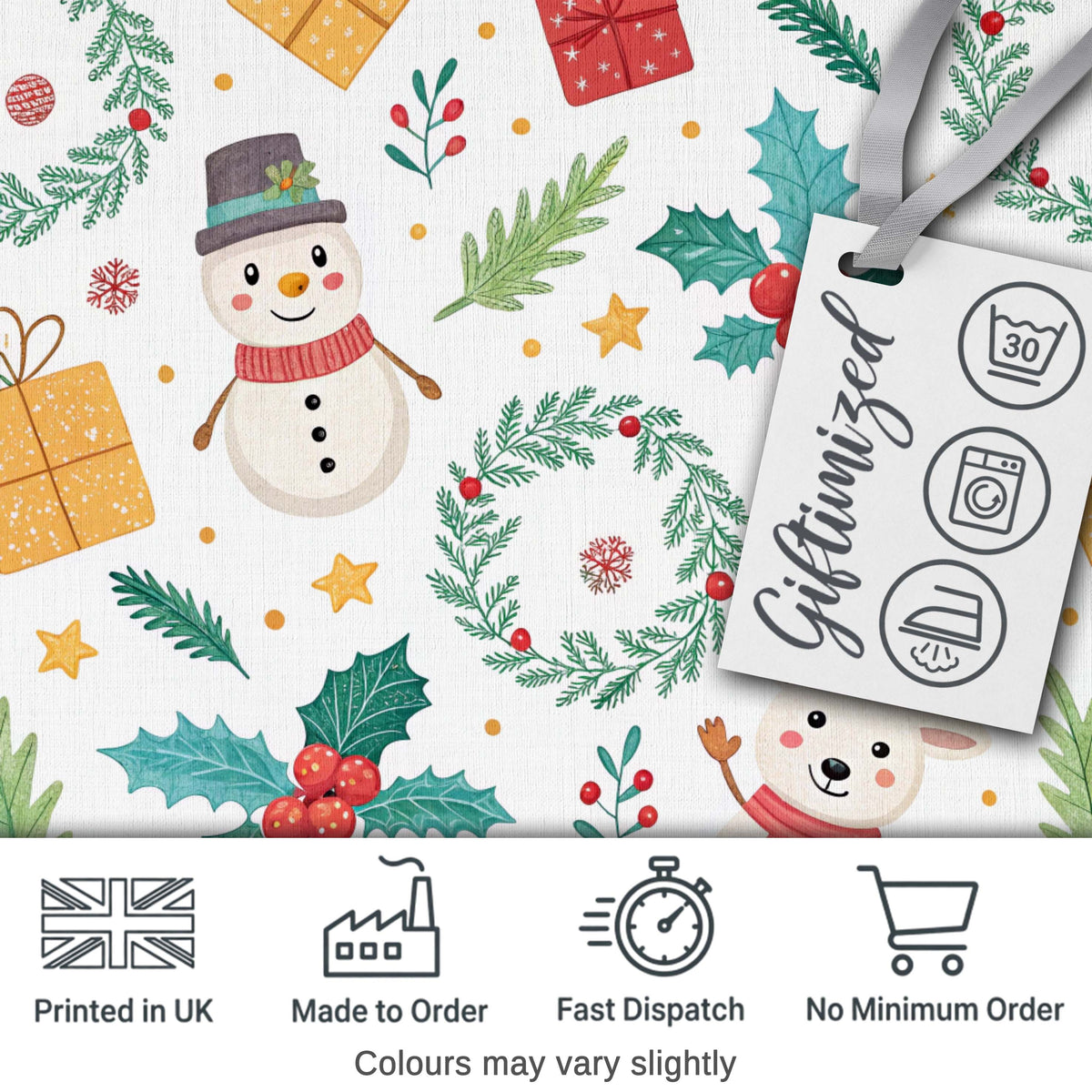 Cute Santa Gifts Christmas Tree Blue Festive Seamless Pattern Lovely  Digital Print Material by the Metre UK Sewing Quilting Textile