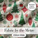 Red Reindeer Christmas Ornaments Festive Seamless Pattern Lovely  Digital Print Material by the Metre UK Sewing Quilting Textile