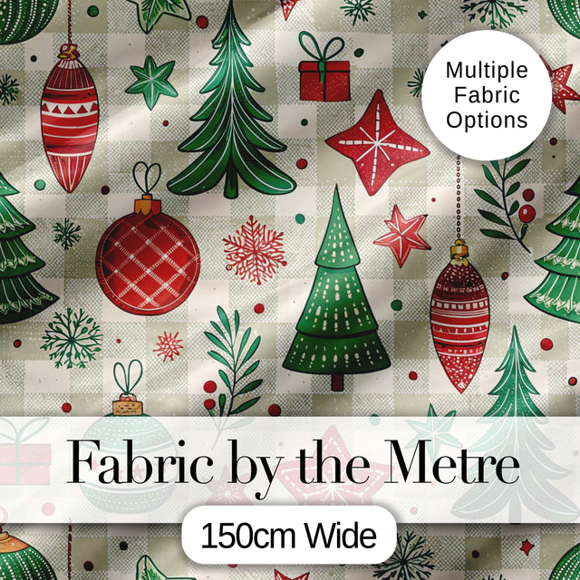 Red Reindeer Christmas Ornaments Festive Seamless Pattern Lovely  Digital Print Material by the Metre UK Sewing Quilting Textile