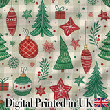 Red Reindeer Christmas Ornaments Festive Seamless Pattern Lovely  Digital Print Material by the Metre UK Sewing Quilting Textile