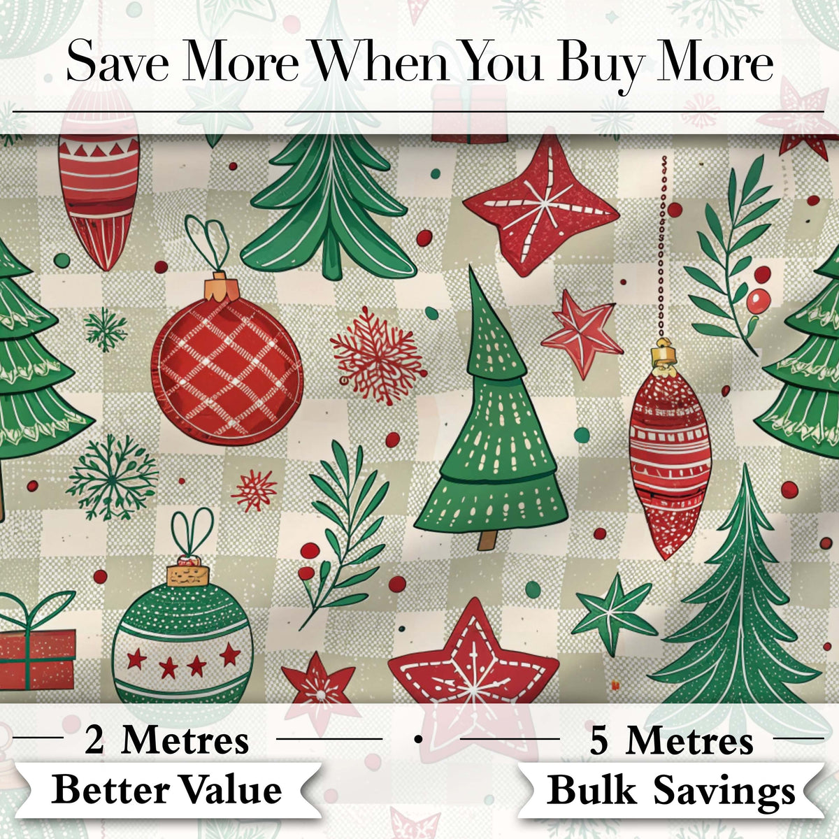 Red Reindeer Christmas Ornaments Festive Seamless Pattern Lovely  Digital Print Material by the Metre UK Sewing Quilting Textile