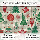 Red Reindeer Christmas Ornaments Festive Seamless Pattern Lovely  Digital Print Material by the Metre UK Sewing Quilting Textile