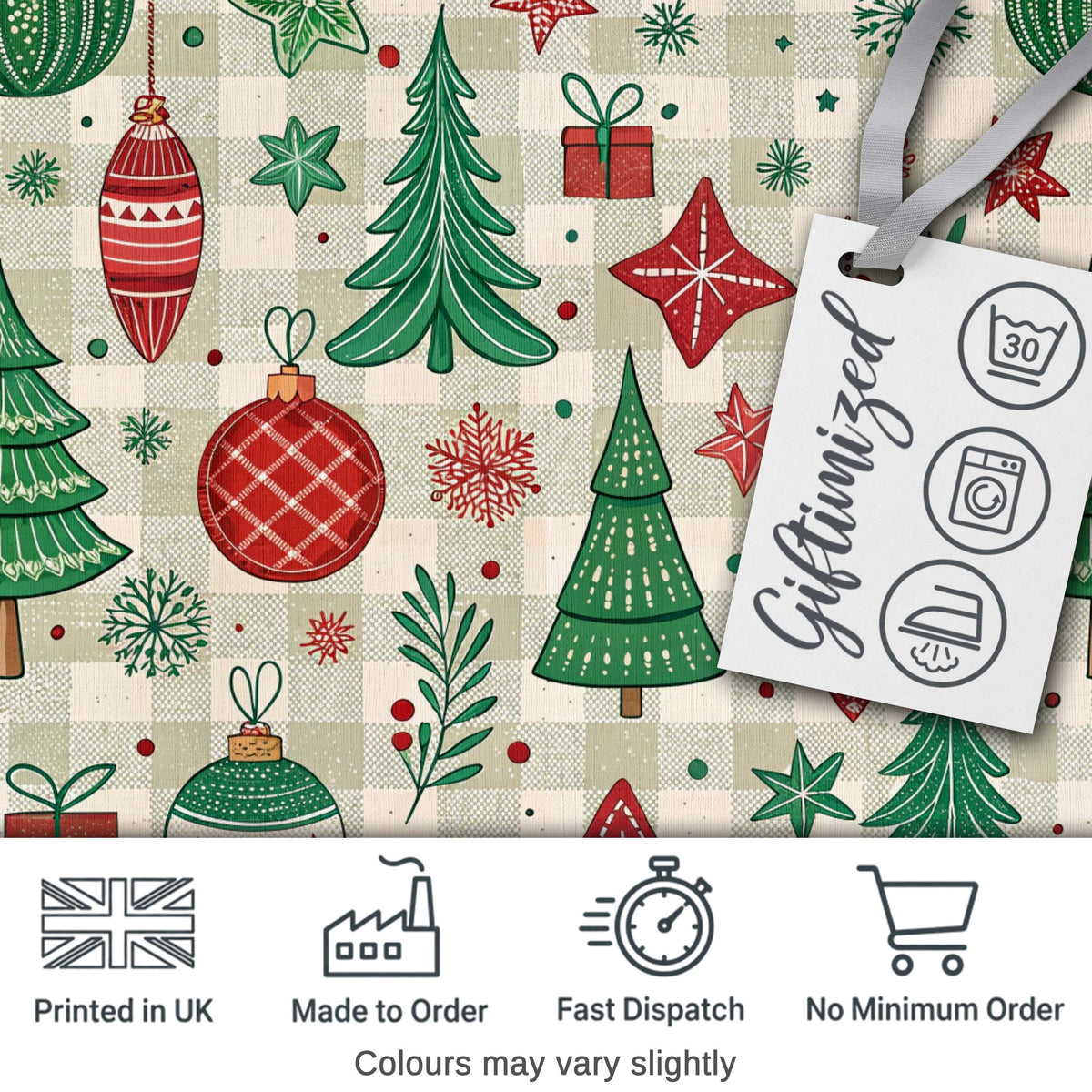 Red Reindeer Christmas Ornaments Festive Seamless Pattern Lovely  Digital Print Material by the Metre UK Sewing Quilting Textile