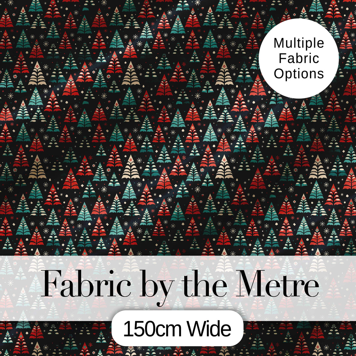 Dense Scandinavian Christmas Trees Green Seamless Pattern Lovely  Digital Print Material by the Metre UK Sewing Quilting Textile