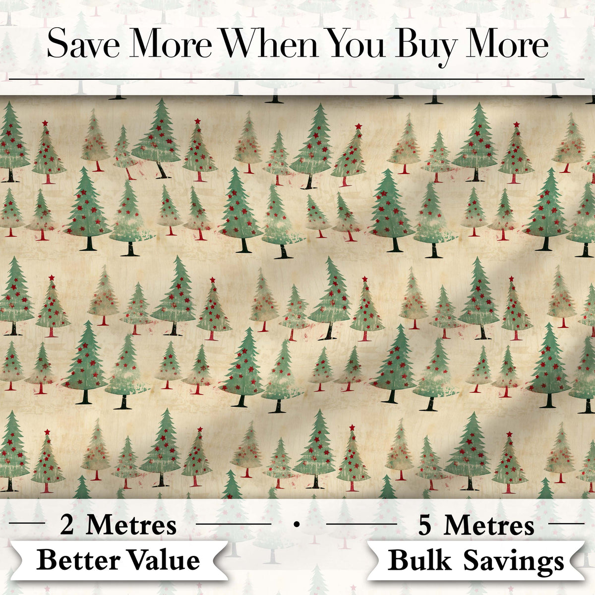 Watercolor Christmas Tree Green Orange Forest Seamless Pattern  Digital Print Material by the Metre UK Sewing Quilting Textile