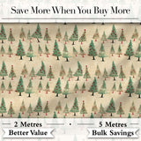 Watercolor Christmas Tree Green Orange Forest Seamless Pattern  Digital Print Material by the Metre UK Sewing Quilting Textile