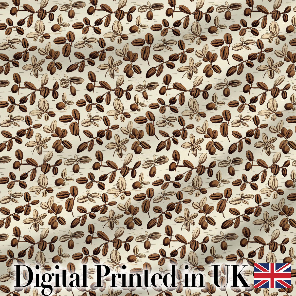 Watercolor Coffee Beans Mixed Seeds Seamless Pattern Lovely  Digital Print Material by the Metre UK Sewing Quilting Textile