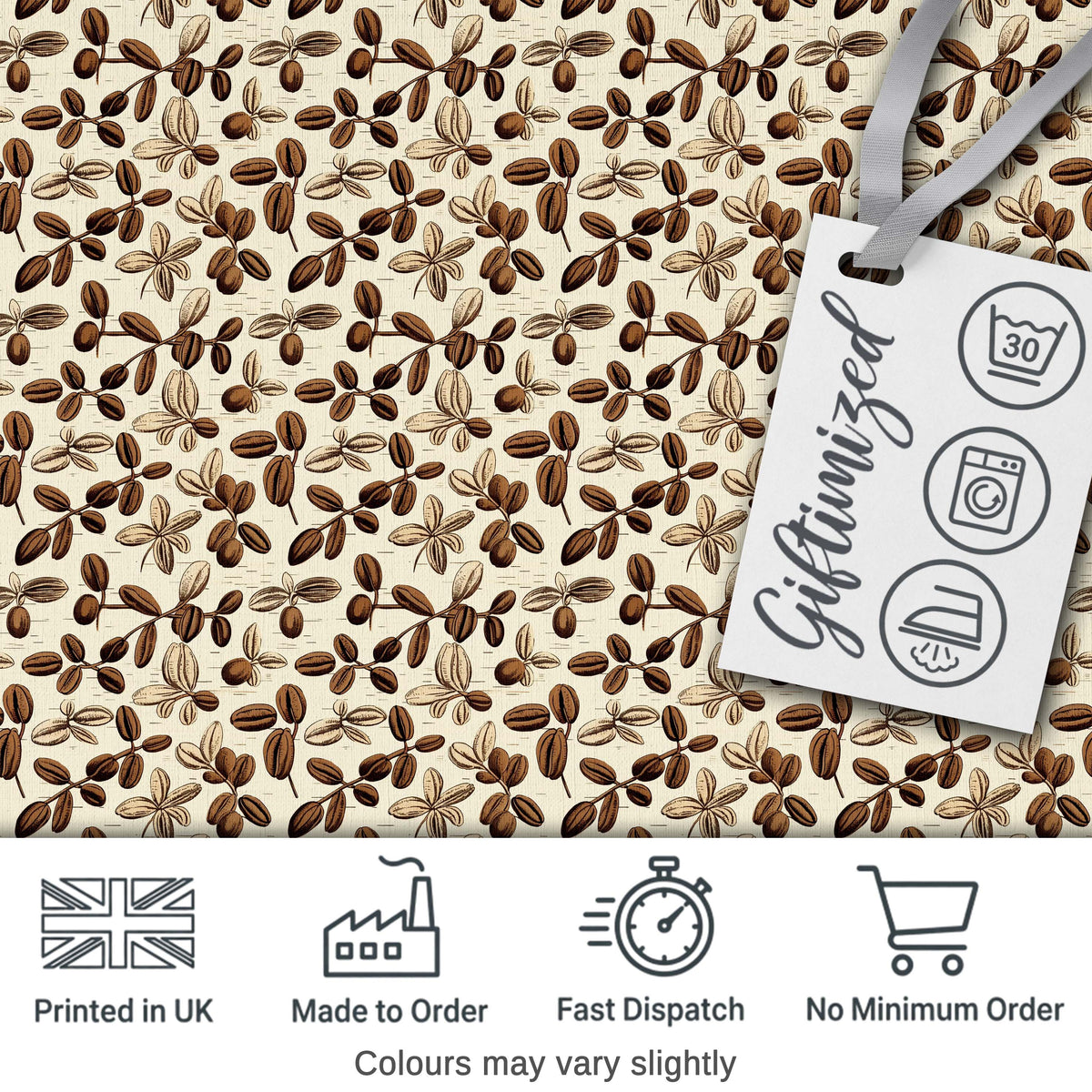 Watercolor Coffee Beans Mixed Seeds Seamless Pattern Lovely  Digital Print Material by the Metre UK Sewing Quilting Textile