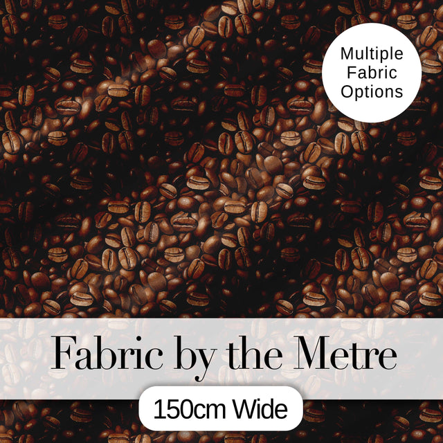 Coffee Beans Realstic Beautiful Seamless Pattern Lovely  Digital Print Material by the Metre UK Sewing Quilting Textile