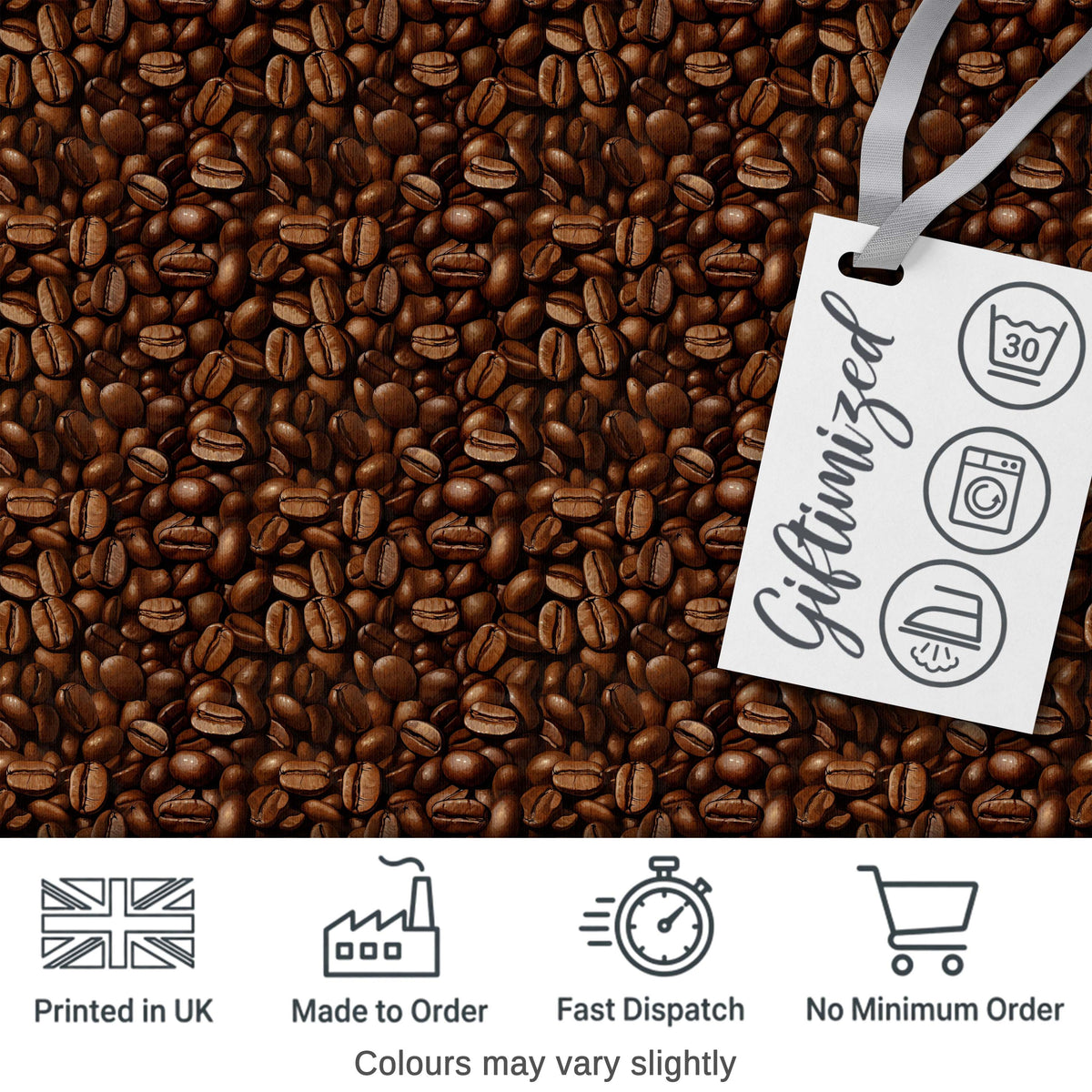 Coffee Beans Realstic Beautiful Seamless Pattern Lovely  Digital Print Material by the Metre UK Sewing Quilting Textile