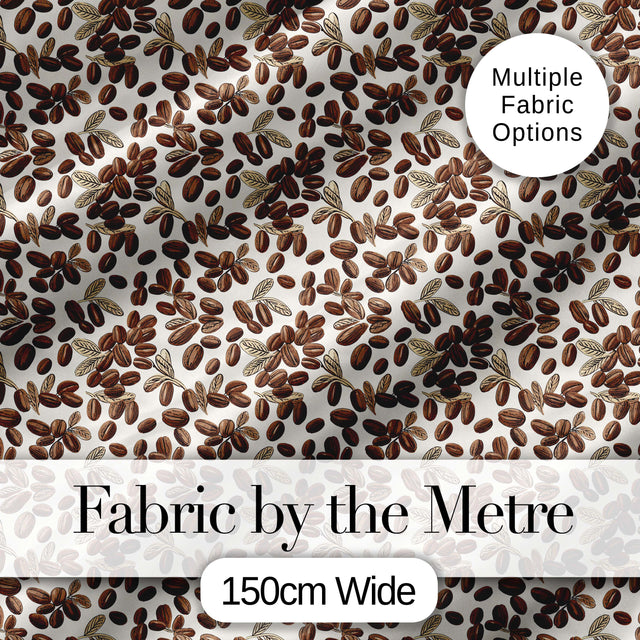 Hand Drawn Coffee Beans and Leaves Seamless Pattern Cute Unique Gift  Digital Print Material by the Metre UK Sewing Quilting Textile