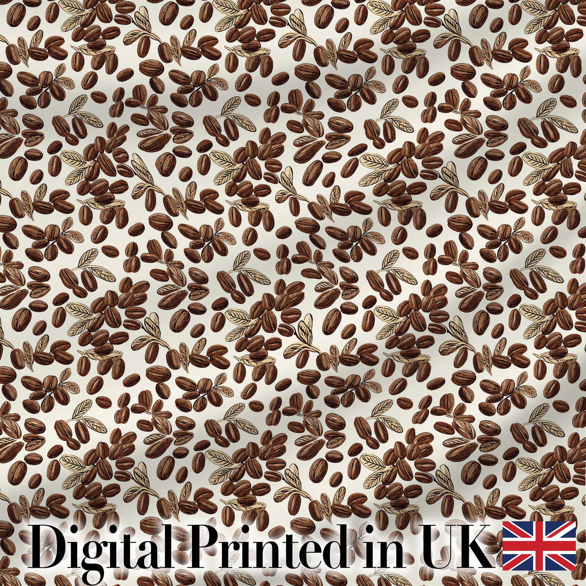 Hand Drawn Coffee Beans and Leaves Seamless Pattern Cute Unique Gift  Digital Print Material by the Metre UK Sewing Quilting Textile