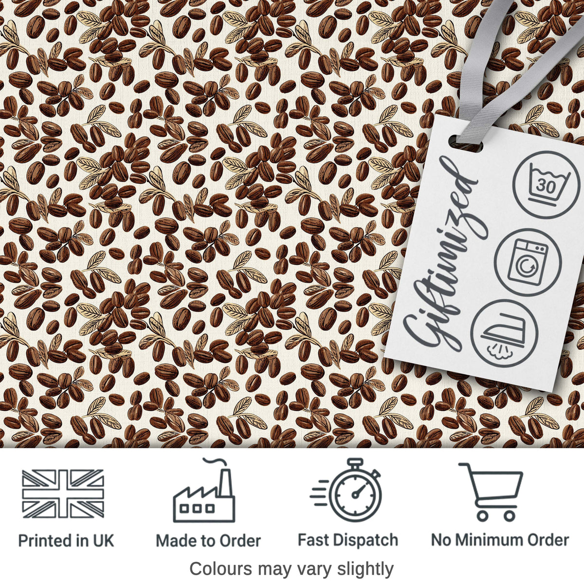 Hand Drawn Coffee Beans and Leaves Seamless Pattern Cute Unique Gift  Digital Print Material by the Metre UK Sewing Quilting Textile