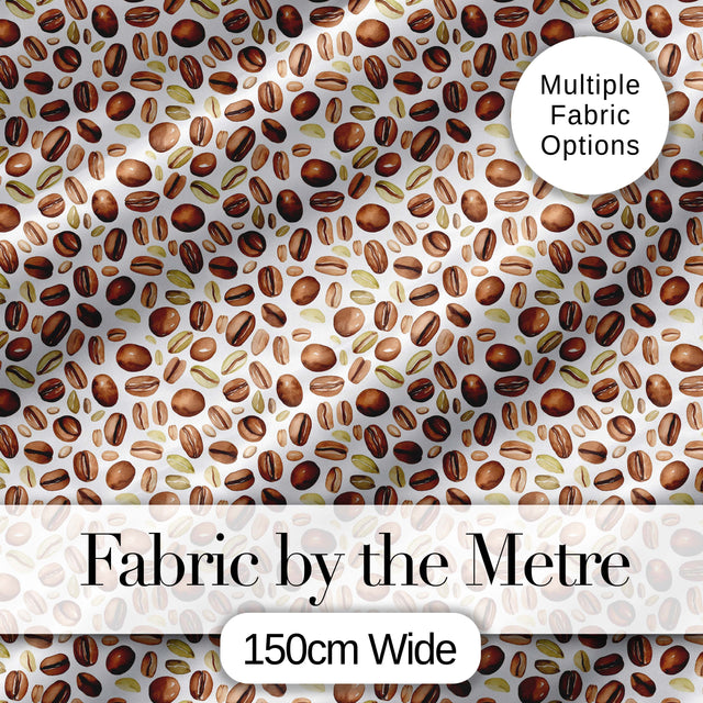 Coffee Beans and Olive Leaves Minimal Seamless Pattern Lovely  Digital Print Material by the Metre UK Sewing Quilting Textile