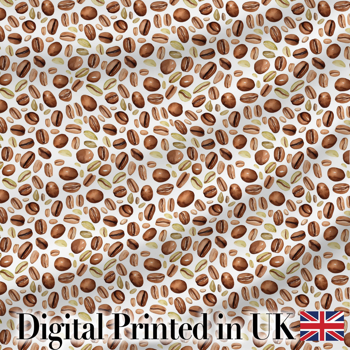 Coffee Beans and Olive Leaves Minimal Seamless Pattern Lovely  Digital Print Material by the Metre UK Sewing Quilting Textile