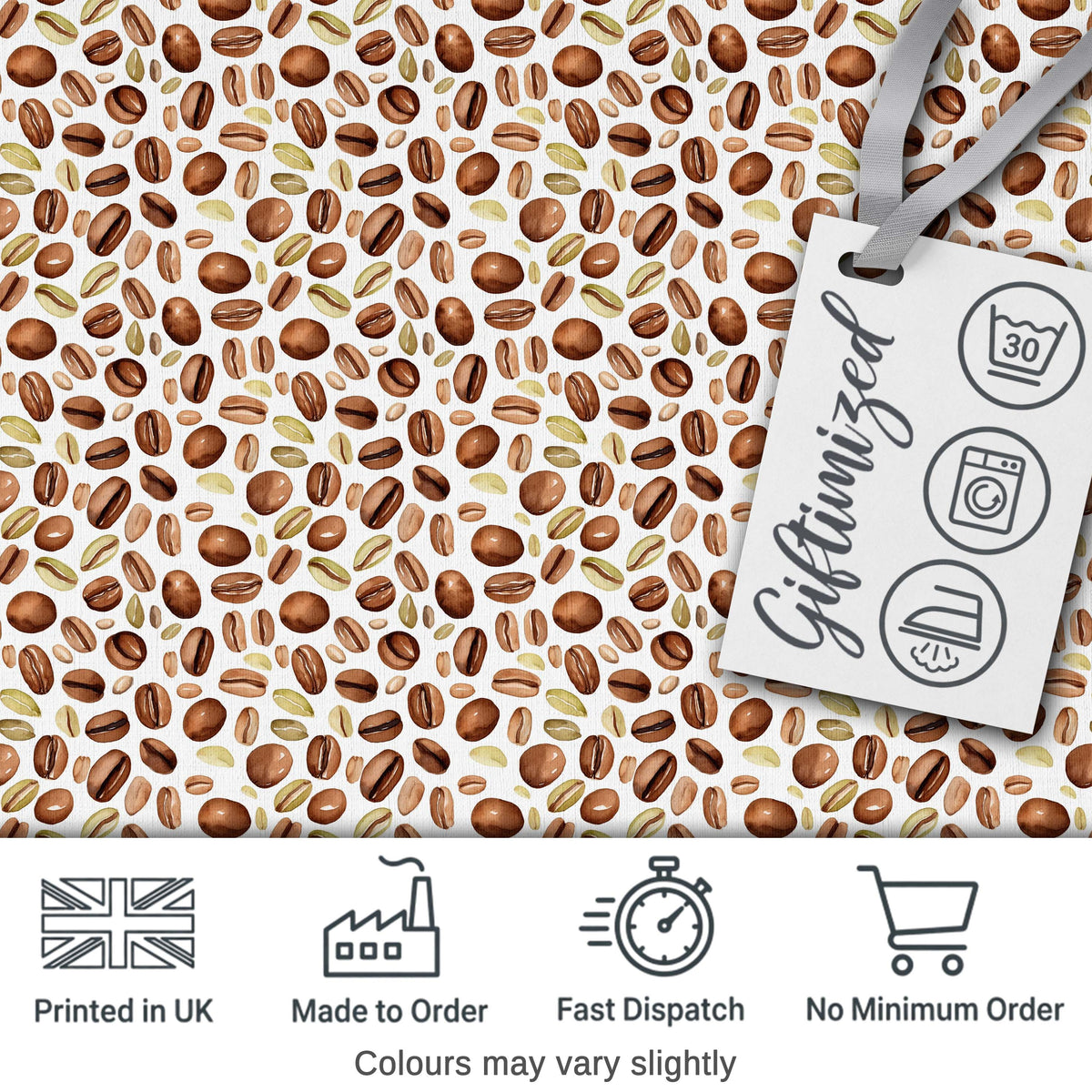 Coffee Beans and Olive Leaves Minimal Seamless Pattern Lovely  Digital Print Material by the Metre UK Sewing Quilting Textile