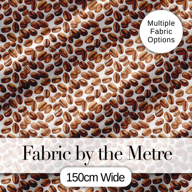 Coffee Plant Beans and Green Leaves Seamless Pattern Lovely  Digital Print Material by the Metre UK Sewing Quilting Textile