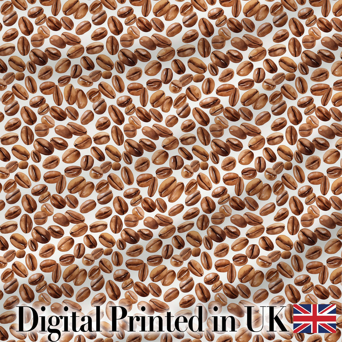 Coffee Plant Beans and Green Leaves Seamless Pattern Lovely  Digital Print Material by the Metre UK Sewing Quilting Textile