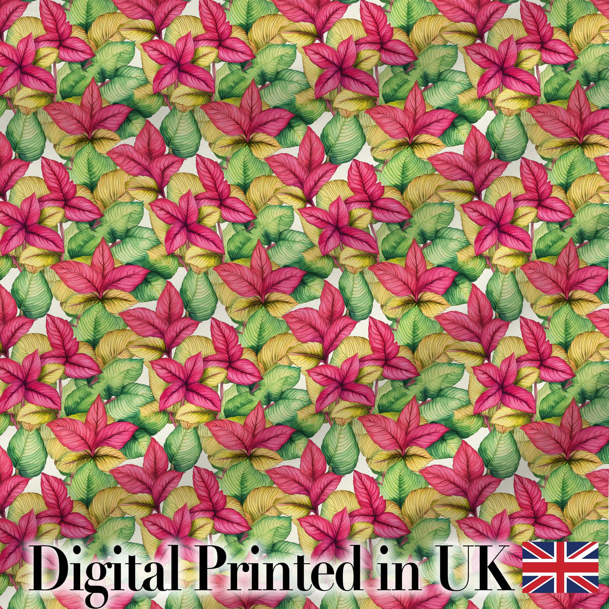 Red Green Botanical Leaves Vintage Seamless Pattern Cute Unique Gift  Digital Print Material by the Metre UK Sewing Quilting Textile