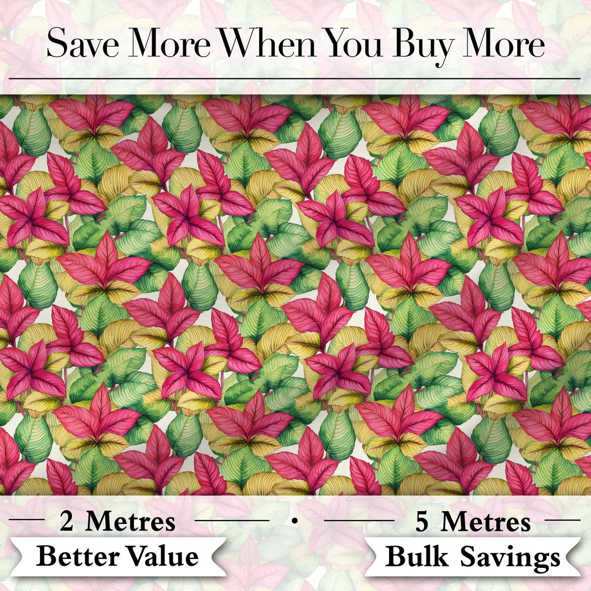 Red Green Botanical Leaves Vintage Seamless Pattern Cute Unique Gift  Digital Print Material by the Metre UK Sewing Quilting Textile