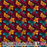 Pink Green Watercolor Leaf Botanical Seamless Pattern Lovely  Digital Print Material by the Metre UK Sewing Quilting Textile