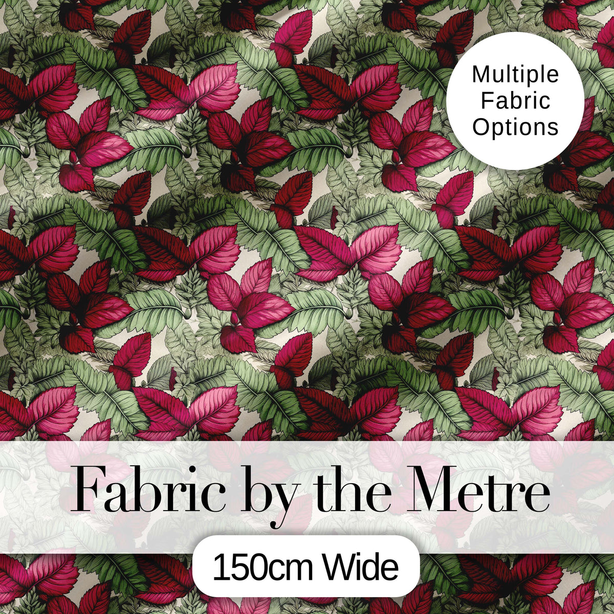 Dark Green Burgundy Foliage Dense Seamless Pattern Cute Unique Gift  Digital Print Material by the Metre UK Sewing Quilting Textile