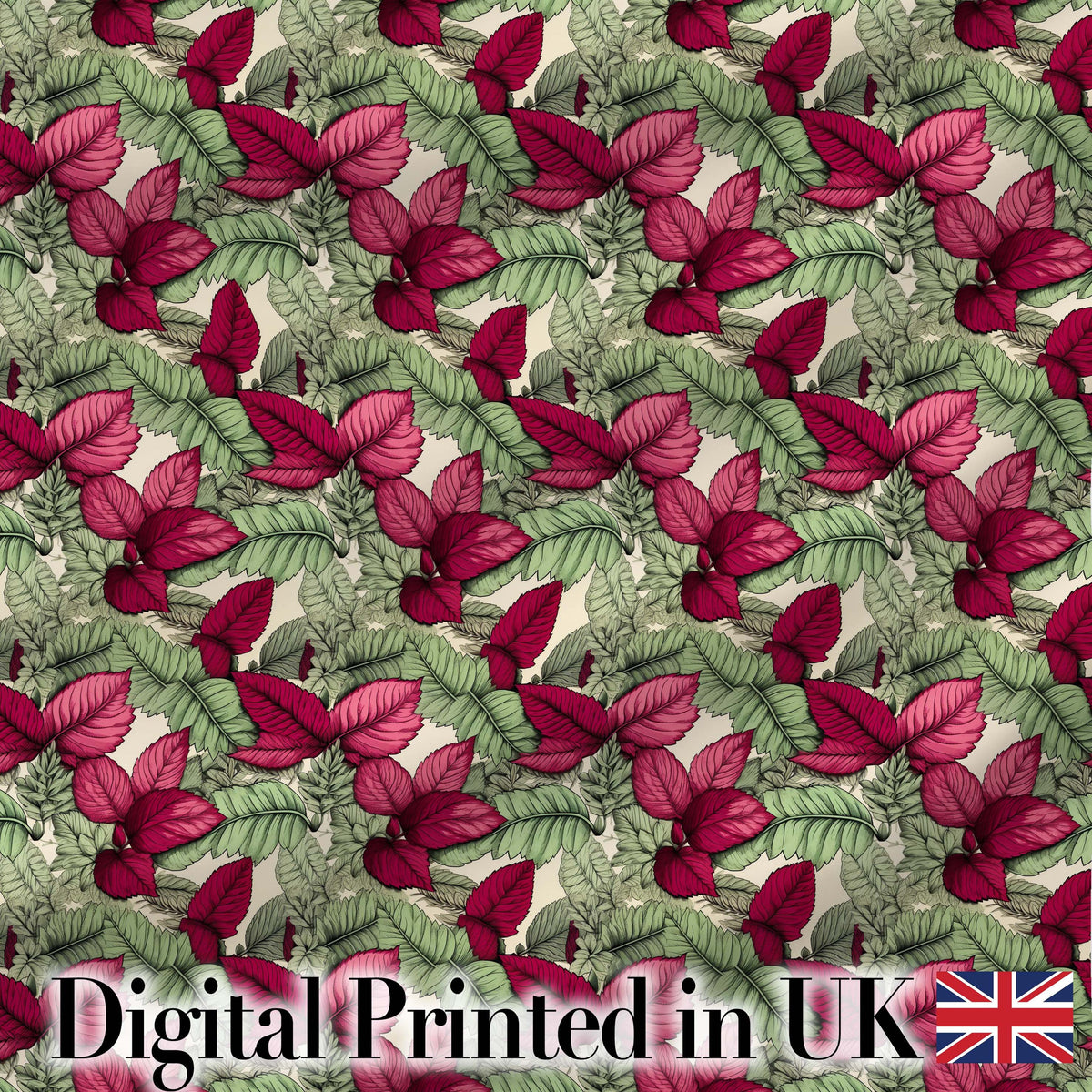 Dark Green Burgundy Foliage Dense Seamless Pattern Cute Unique Gift  Digital Print Material by the Metre UK Sewing Quilting Textile