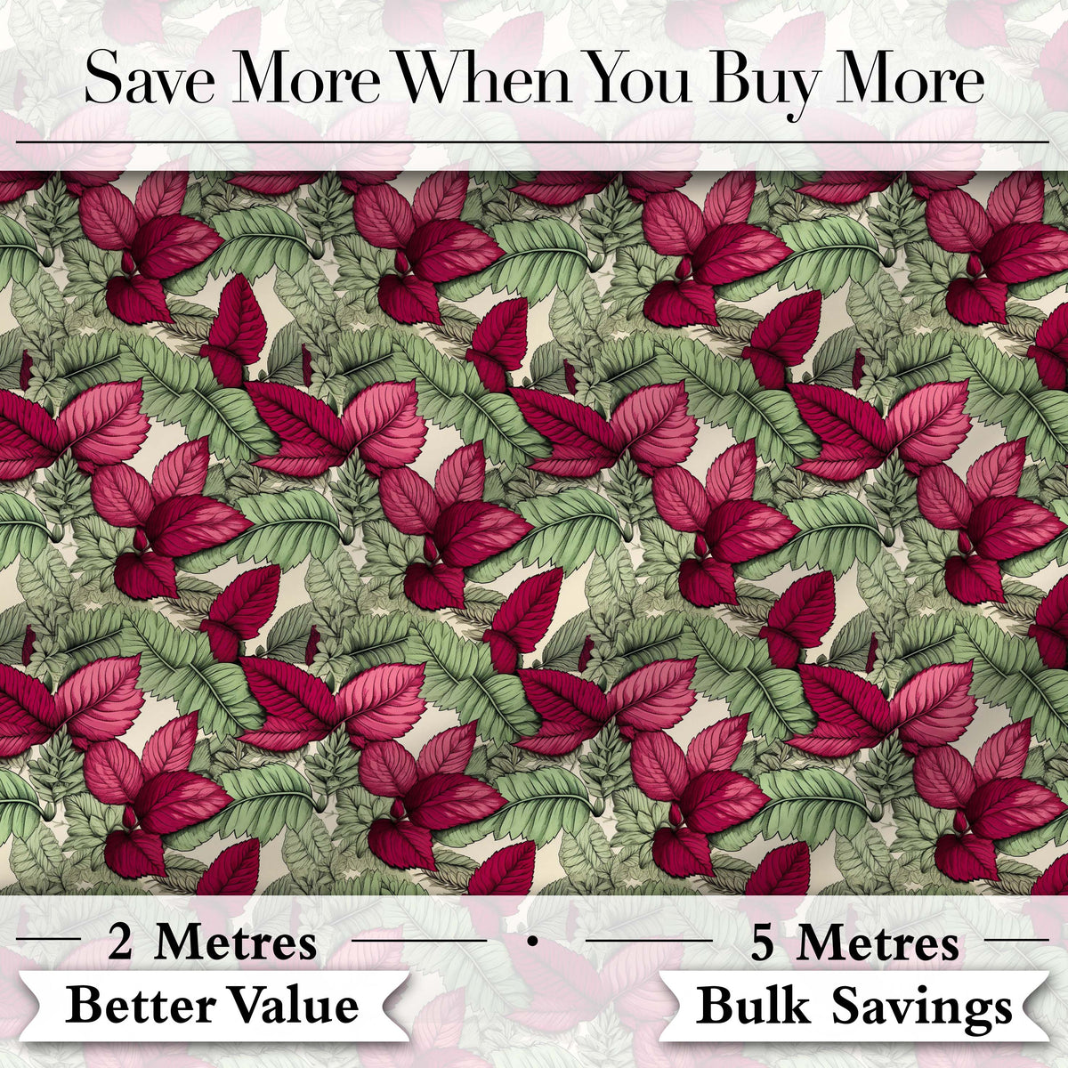 Dark Green Burgundy Foliage Dense Seamless Pattern Cute Unique Gift  Digital Print Material by the Metre UK Sewing Quilting Textile