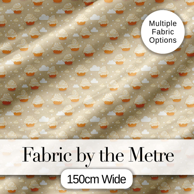 Floral Cupcake and Citrus Elements Soft Blue Seamless Dessert Lovely  Digital Print Material by the Metre UK Sewing Quilting Textile